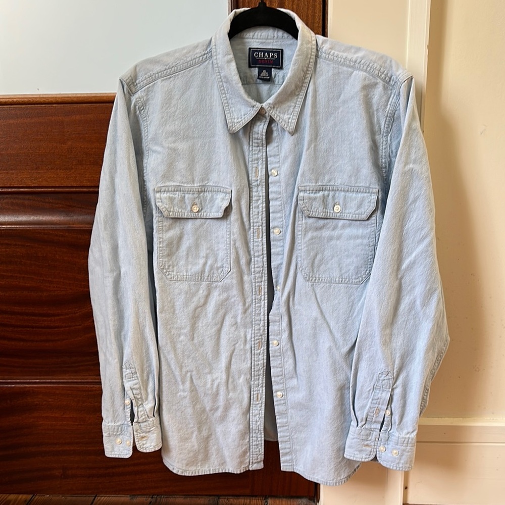 Chaps Blue Casual Button Down Shirt